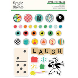 Game Night - Simple Stories Say Adhesive Brads Chipboard Pieces