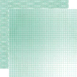 Robin's Egg Gingham - Simple Stories Pooh Baby Double-Sided Cardstock 12"x12"