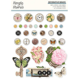 Simple Vintage Junk Drawer - Simple Stories Say Adhesive Brads Chipboard Pieces