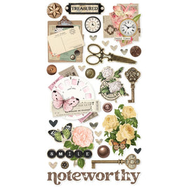 Simple Vintage Junk Drawer - Simple Stories Chipboard Stickers 6"x12" 30/pkg