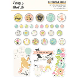 Classic Pooh Baby - Simple Stories Say Adhesive Brads Chipboard Pieces