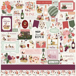 Wine - Carta Bella Cardstock Elements Stickers 12"X12"