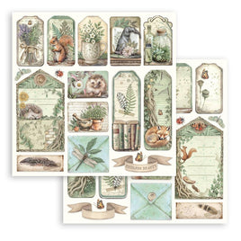 Herbarium Silvae Tags and Letters - Stamperia Double-Sided Cardstock 12"x12"