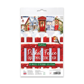 Katy Sue Picket Fence Christmas Scene Stash, 24 sheets
