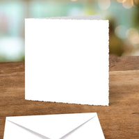 White Deckle Edged Cards & Envelopes, Mixed Sizes, pack of 12