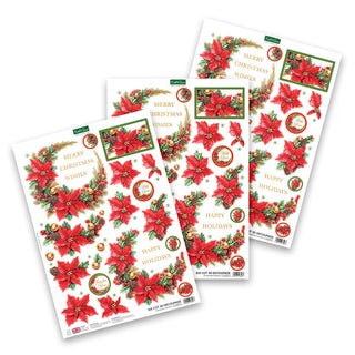 Katy Sue Designs Die Cut Decoupage – Christmas Flowers (pack of 3)