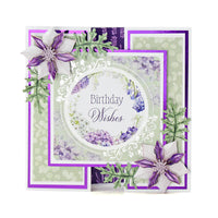 Dusky Violet Blooms, Die Cut Flowers & Leaves, 12 sheets