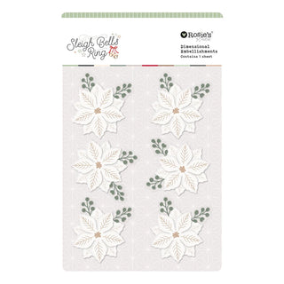 Rosie's Studio Sleigh Bells Ring Gold Poinsettias Dimensional Acetate Stickers