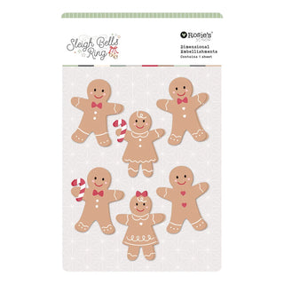 Rosie's Studio Sleigh Bells Ring Gingerbread Dimensional Acetate Stickers