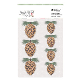 Rosie's Studio Sleigh Bells Ring Pinecones Dimensional Acetate Stickers