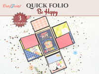 Craftreat Scrapbook Blank Quick Folio - Be Happy - Black, Kraft and White