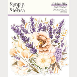 Simple Vintage Lavender Fields - Simple Stories Floral Bits & Pieces Die Cuts