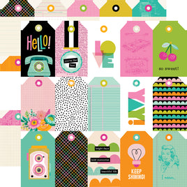 Tag Elements - Simple Stories Color Me Happy Double-Sided Paper12"X12"
