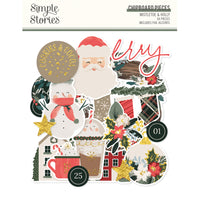 Mistletoe & Holly - Chipboard Pieces