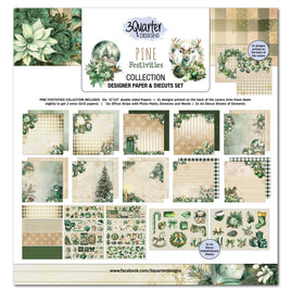 Pine Festivities 12x12 Designer Paper & Diecuts Set - 3Quarter Designs