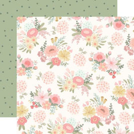 Little Lady Floral - Carta Bella Little Lullabies Baby Girl Cardstock 12"X12"