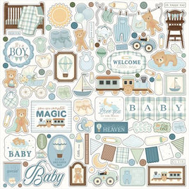 Little Lullabies - Baby Boy - Carta Bella Elements Cardstock Stickers 12"X12"