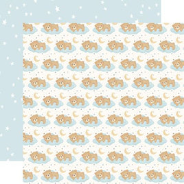 Sleepy Baby Bear - Carta Bella Little Lullabies Baby Boy Cardstock 12"X12"
