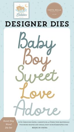 Sweet Boy Word - Carta Bella Little Lullabies Baby Boy Die Set