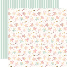 Little One Pacifiers - Carta Bella Little Lullabies Baby Girl Cardstock 12"X12"