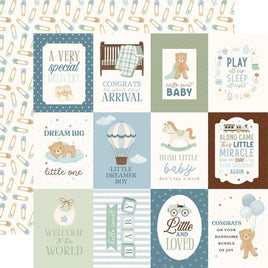 3x4 Journaling Cards - Carta Bella Little Lullabies Baby Boy Cardstock 12"X12"