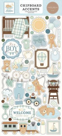Little Lullabies - Baby Boy - Carta Bella Chipboard Accents 6"X13"