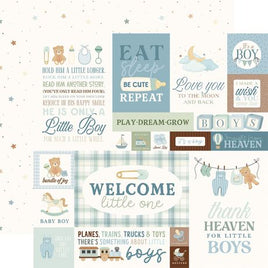 Baby Boy Journaling Cards - Carta Bella Little Lullabies Baby Boy Cardstock 12"X12"