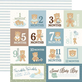 Monthly Journaling Cards - Carta Bella Little Lullabies Baby Boy Cardstock 12"X12"