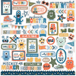 My Favorite Monster - Echo Park Elements Cardstock Stickers 12"X12"