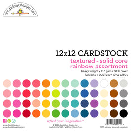 Rainbow Assortment - Doodlebug Textured Double-Sided Cardstock 12"X12" 52/Pkg