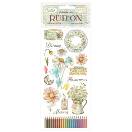 Daisy Art Harmonious - Stamperia Rub-On 4"X8.5"