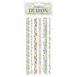 Daisy Art Stripes - Stamperia Rub-On 4"X8.5"