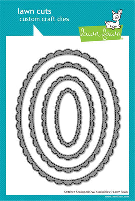 Stitched Scalloped Oval Stackables AddOn - Lawn Cuts Custom Craft Die