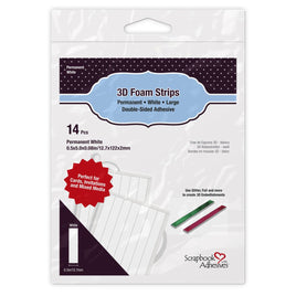 Scrapbook Adhesives 3D Foam Strips 14/Pkg Permanent, White 1/2" W