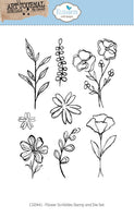 Flower Scribbles - Elizabeth Craft Stamp And Die Set