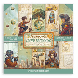 A New Beginning - Stamperia Backgrounds Double-Sided Paper Pad 8"X8" 10/Pkg