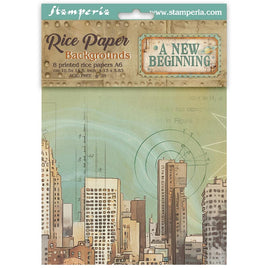 A New Beginning - Stamperia Rice Paper Backgrounds A6 8/Pkg