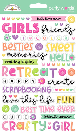 Words, Color Me Crafty Me - Doodlebug Puffy Stickers
