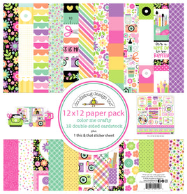 Color Me Crafty - Doodlebug Double-Sided Paper Pack 12"X12" 12/Pkg