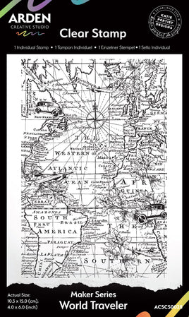 Arden Creative Studio Maker Series World Traveler 4in x 6in Background Stamp
