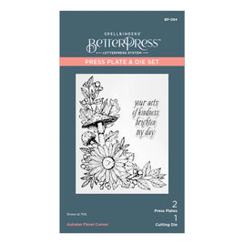 Autumn Floral Corner - Spellbinders BetterPress Letterpress System Press Plate &Die