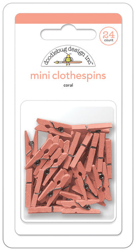 Coral , Mini Clothespins