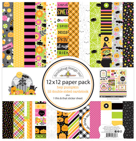 Hey Pumpkin - Doodlebug Double-Sided Paper Pack 12"X12" 12/Pkg