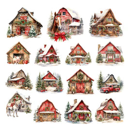 Country Christmas Barns Ephemera