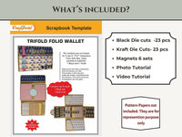 CrafTreat Scrapbook Blanks - TriFold Folio Wallet - Black & Kraft Color