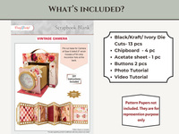 Vintage Camera - Kraft - CrafTreat Scrapbook Blank Precut Album Base
