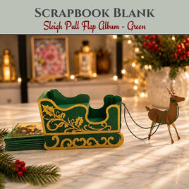 Green - CrafTreat Scrapbook Blank - Sleigh Pull Flap Album
