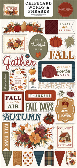 Here Comes Autumn - Carta Bella Chipboard Words & Phrases 6"X13"