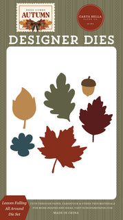 Here Comes Autumn - Carta Bella Die Set - Leaves Falling All Around