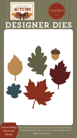 Here Comes Autumn - Carta Bella Die Set - Leaves Falling All Around